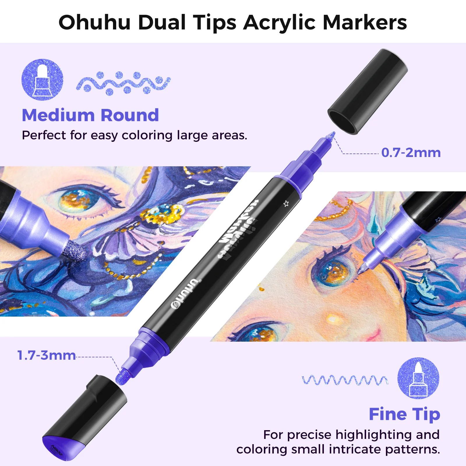 Ohuhu Dual Nib Waterproof Acrylic Pen 30 / 60 / 90 Colors - Kakaako - Image 10