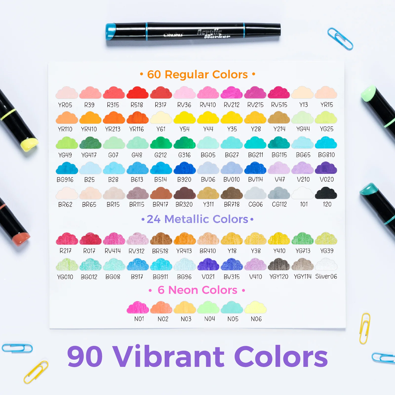 Ohuhu Dual Nib Waterproof Acrylic Pen 30 / 60 / 90 Colors - Kakaako - Image 23