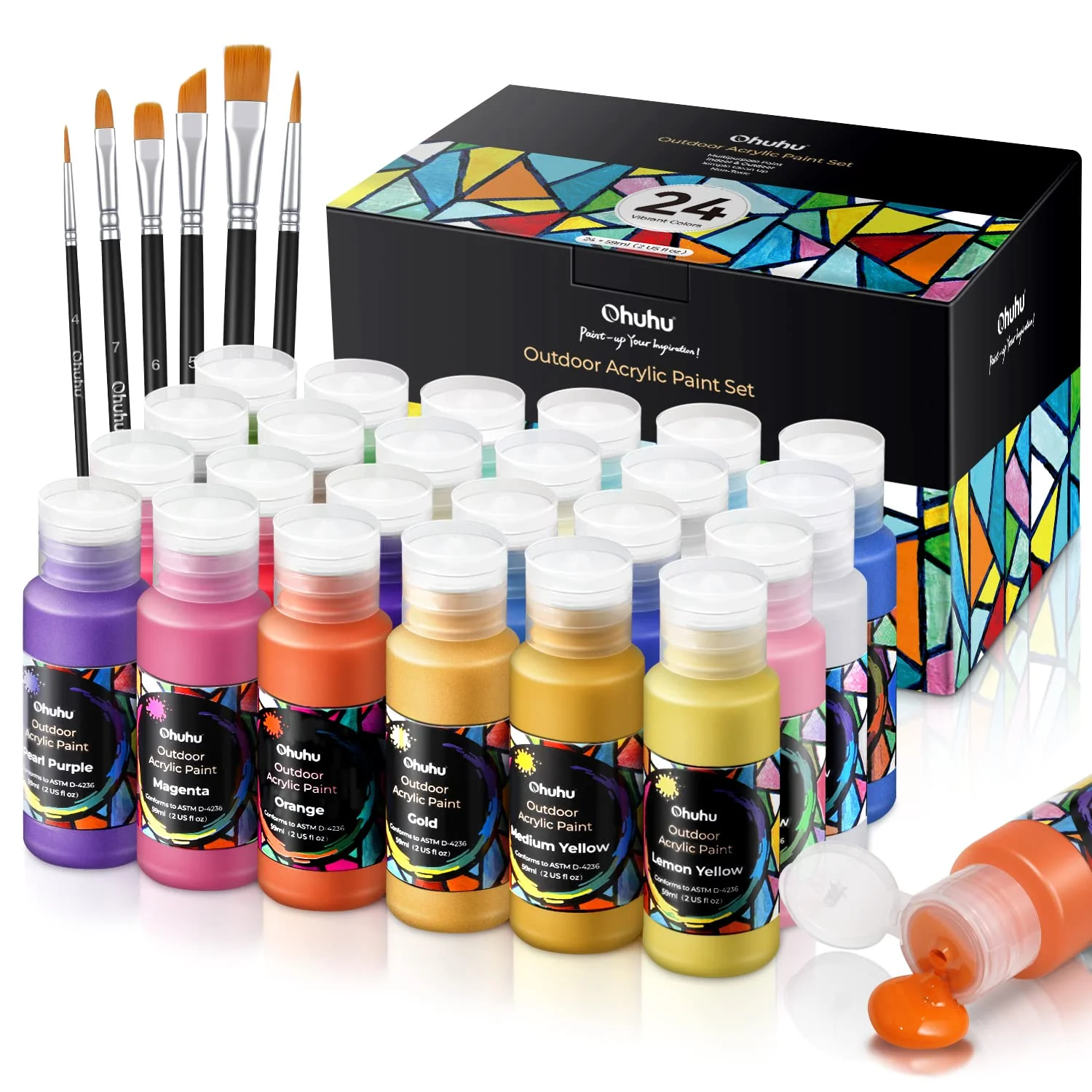 Ohuhu 24 Colors Art Craft Acrylic Paint Set