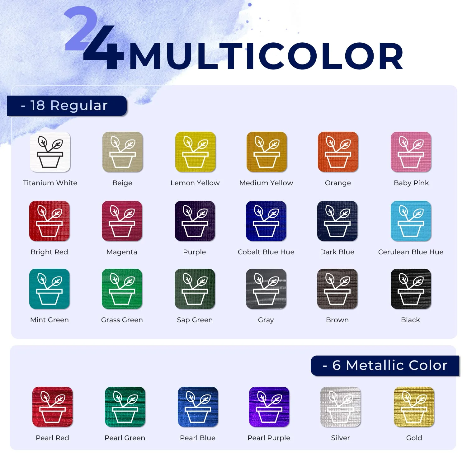 Ohuhu 24 Colors Art Craft Acrylic Paint Set(US Exclusive) - Image 3