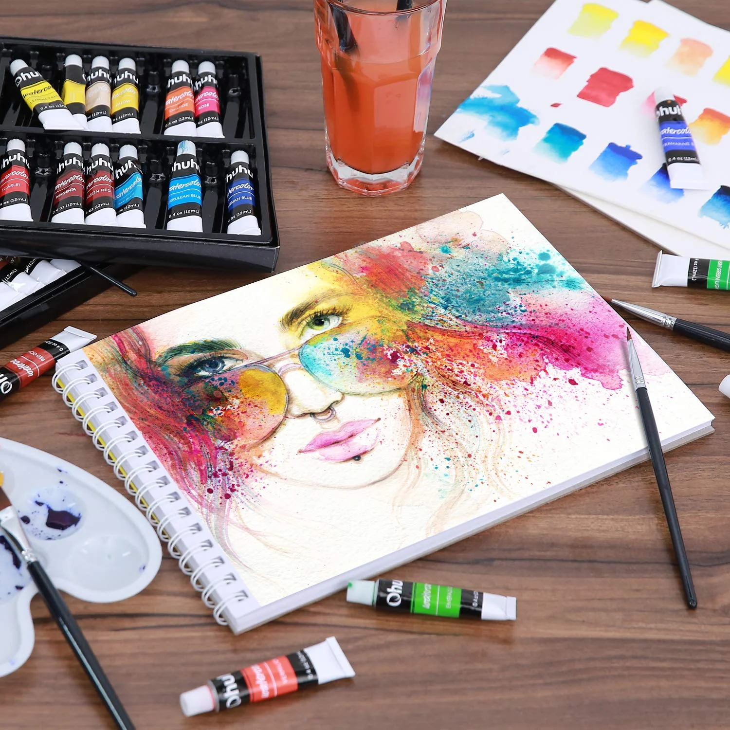 Ohuhu 36 Colors Watercolor Paint Set - Image 4