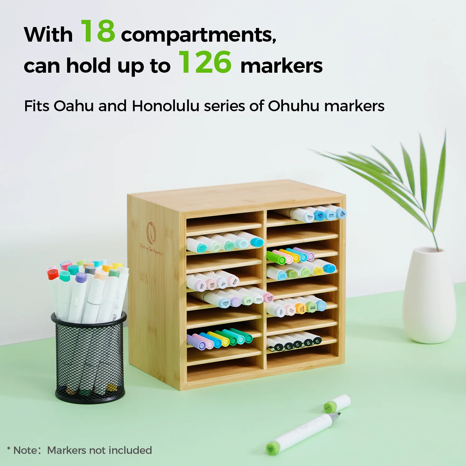 Ohuhu Bamboo Marker Organizer (Mexico Exclusive) - Image 2