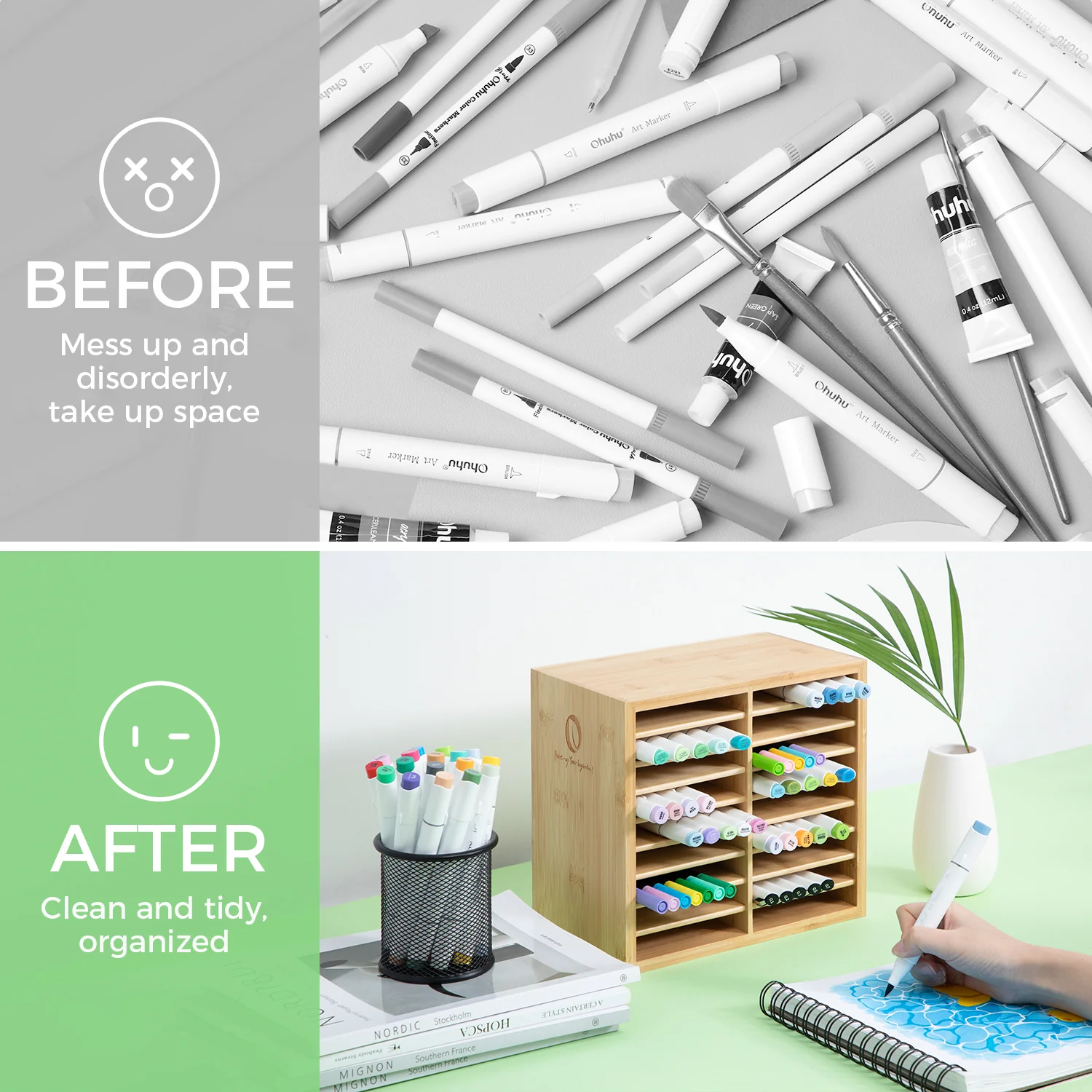 Ohuhu Bamboo Marker Organizer (Mexico Exclusive) - Image 5