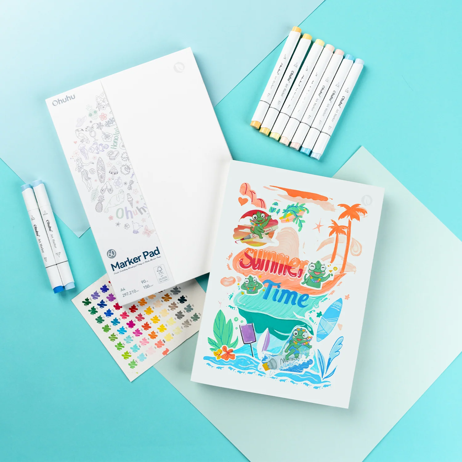 Ohuhu Bleedproof Double-Sided Marker Pad, Glue-Bound - Image 16