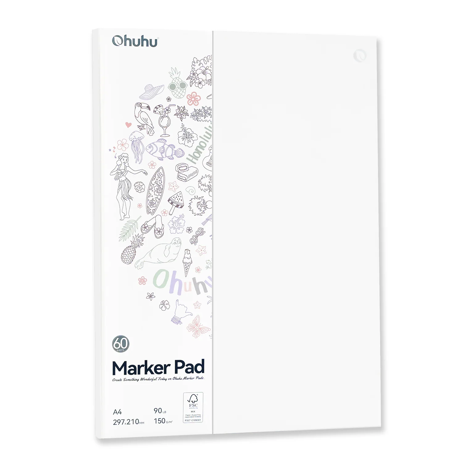 Ohuhu Bleedproof Double-Sided Marker Pad, Glue-Bound - Image 2