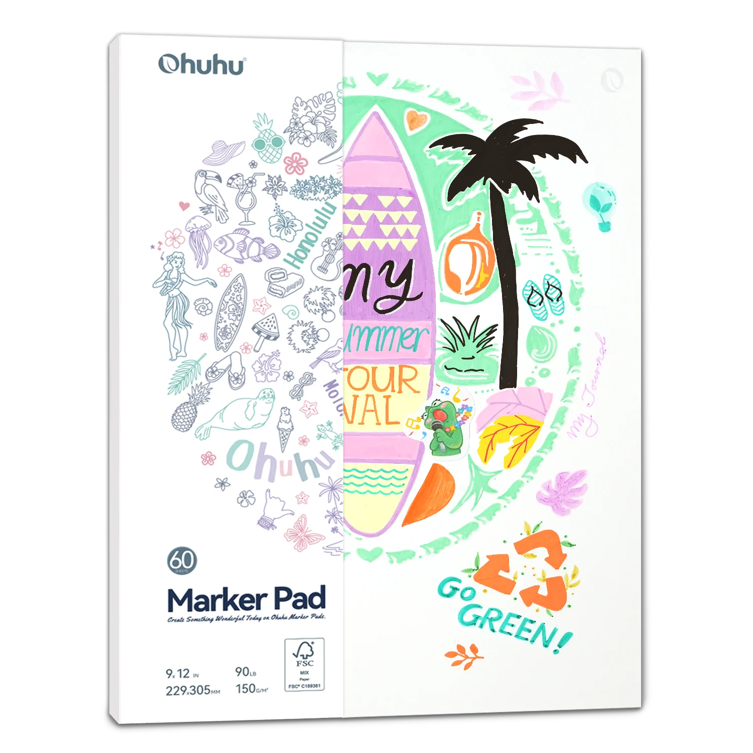 Ohuhu Bleedproof Double-Sided Marker Pad, Glue-Bound - Image 3