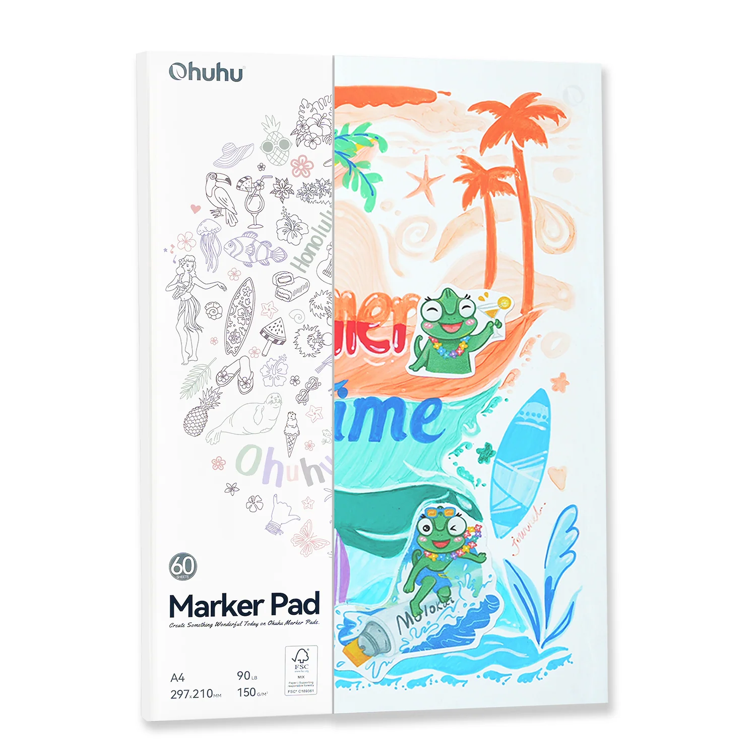Ohuhu Bleedproof Double-Sided Marker Pad, Glue-Bound - Image 4
