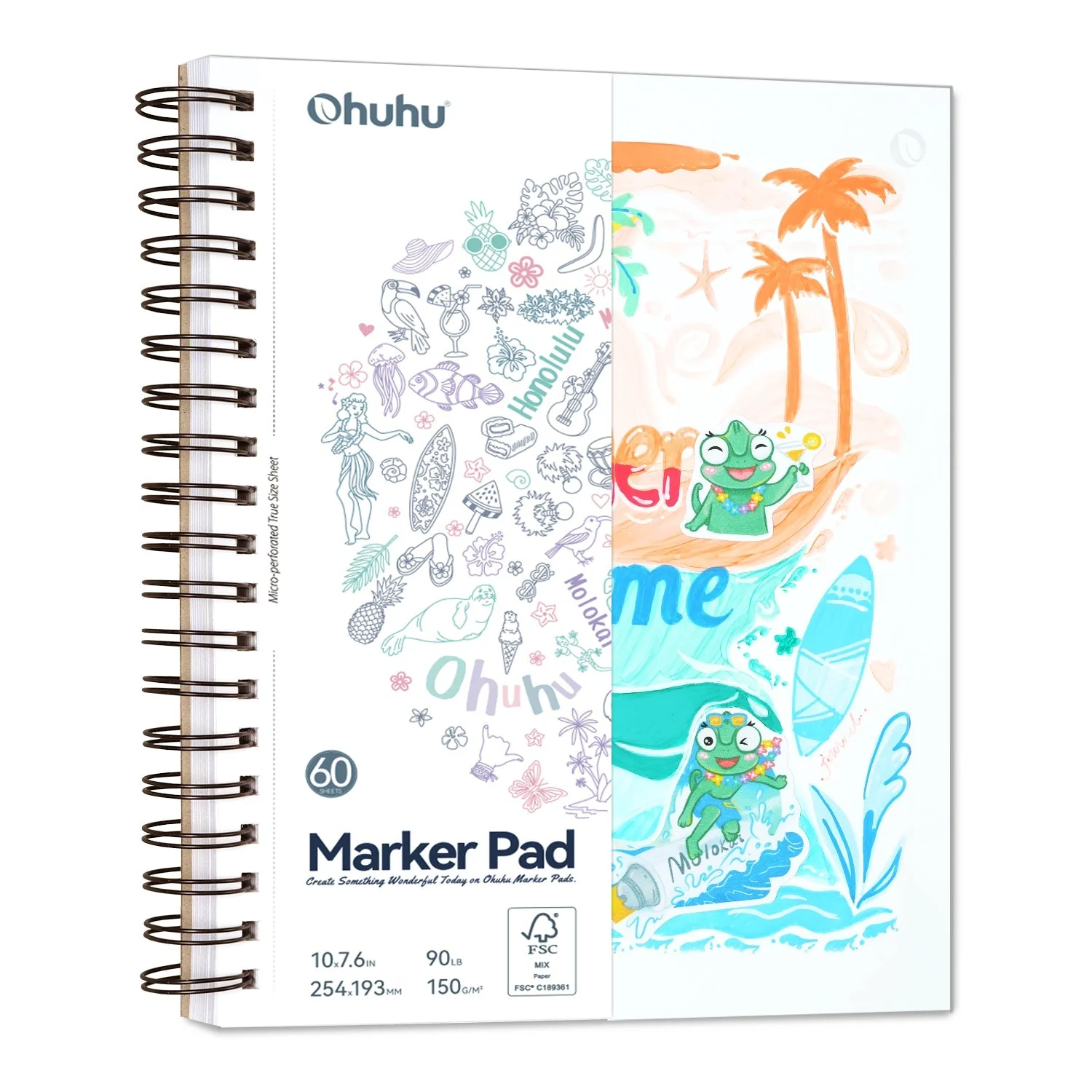 Ohuhu Bleedproof Double-Sided Marker Pad, Spiral-Bound (Brazil Domestic Shipping) - Image 10