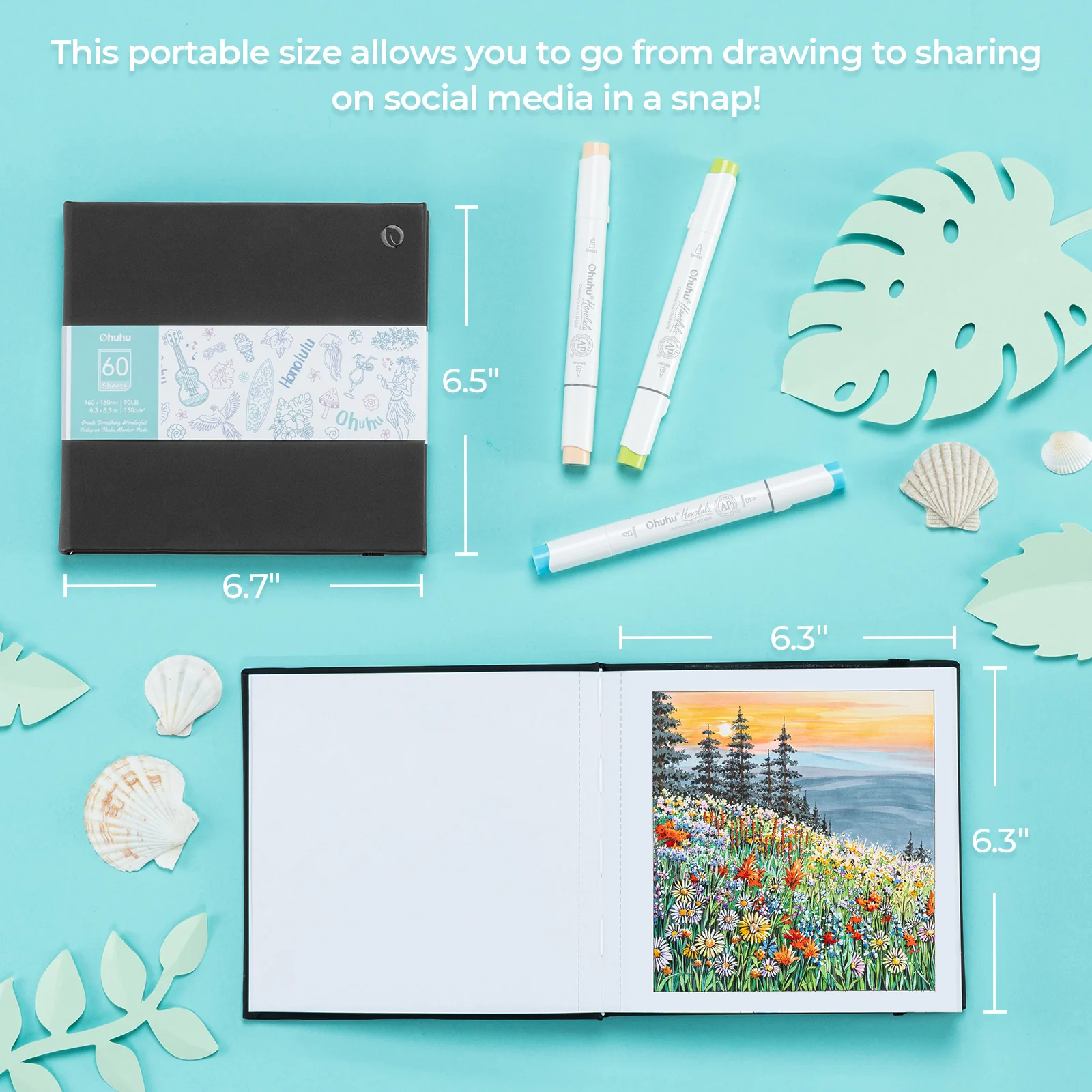 Ohuhu Bleedproof Double-Sided Marker Pad with PU Cover - Image 11