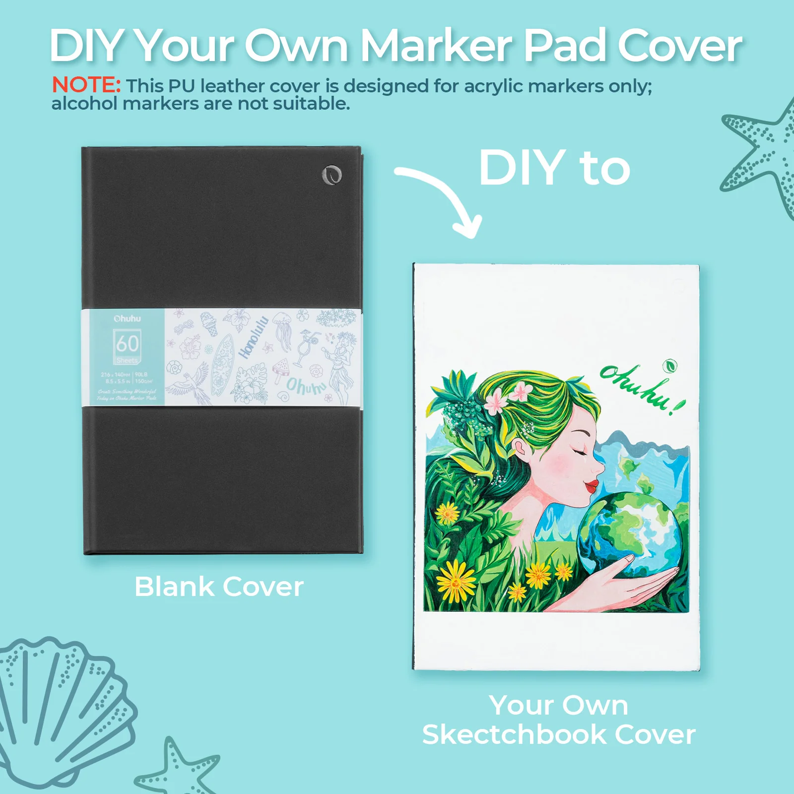 Ohuhu Bleedproof Double-Sided Marker Pad with PU Cover - Image 19