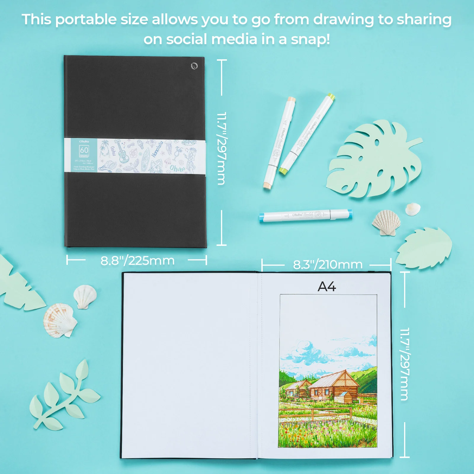 Ohuhu Bleedproof Double-Sided Marker Pad with PU Cover - Image 23
