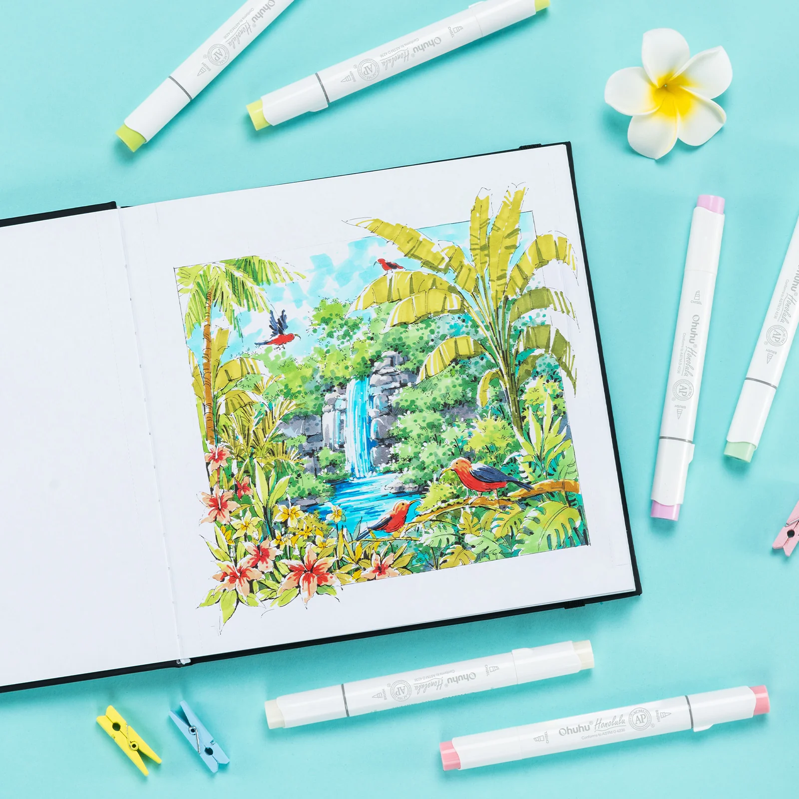 Ohuhu Bleedproof Double-Sided Marker Pad with PU Cover - Image 5