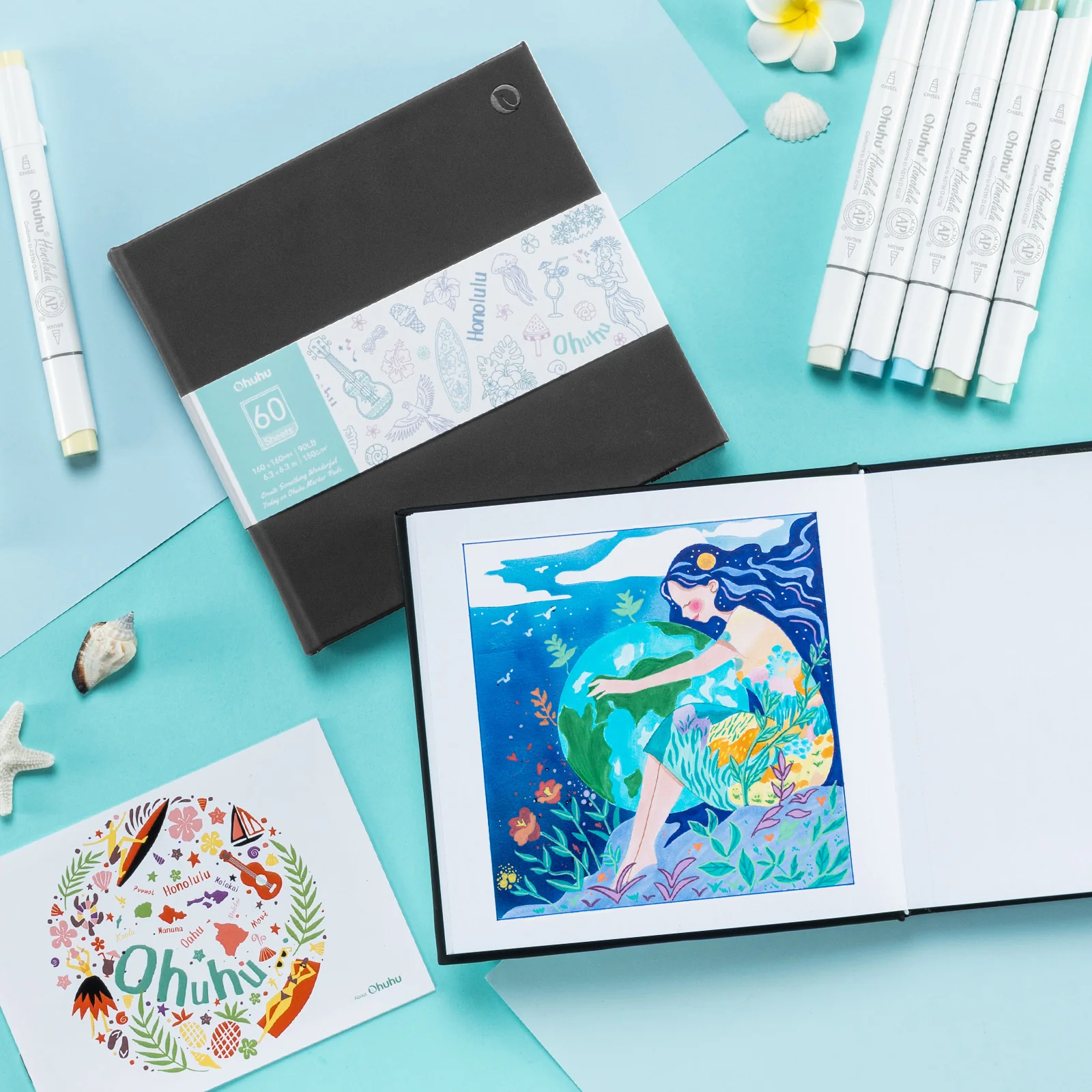 Ohuhu Bleedproof Double-Sided Marker Pad with PU Cover - Image 6