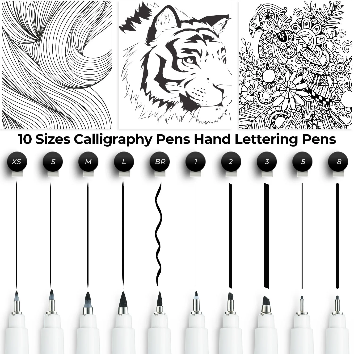 Ohuhu Calligraphy Pens, Brush Chisel Fine 10 Size Tips (Canada Domestic Shipping) - Image 2