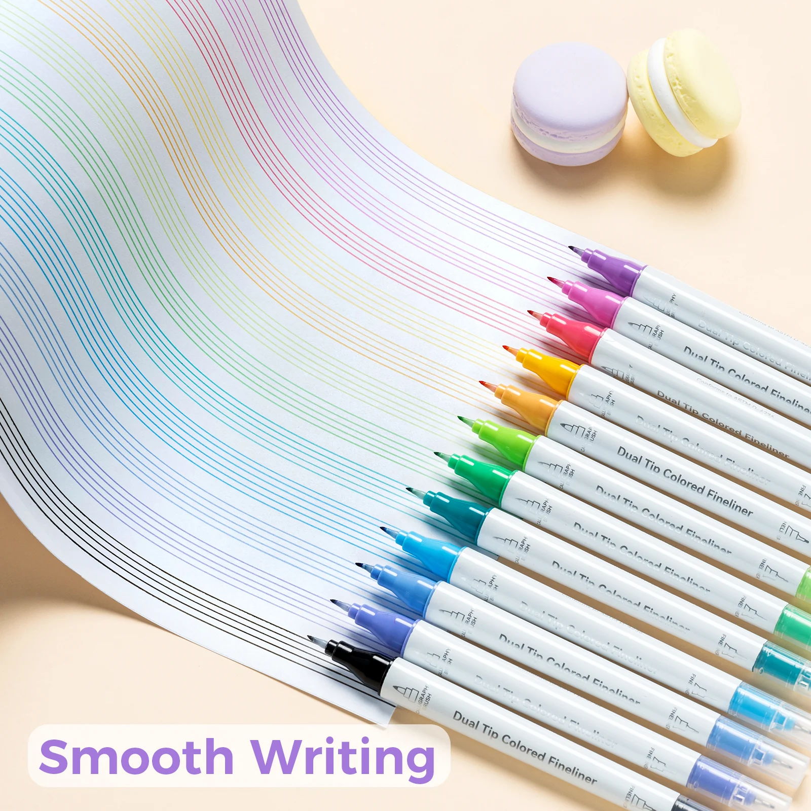 Ohuhu Colored Fineliner & Brush Pens, 12 Colors - Image 8