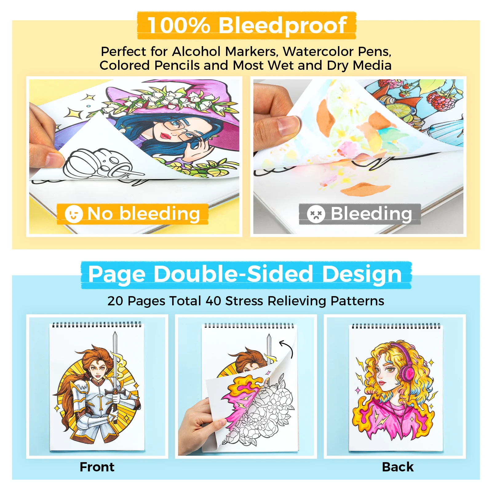 Ohuhu Double-Sided Bleedproof Coloring Book - Image 8
