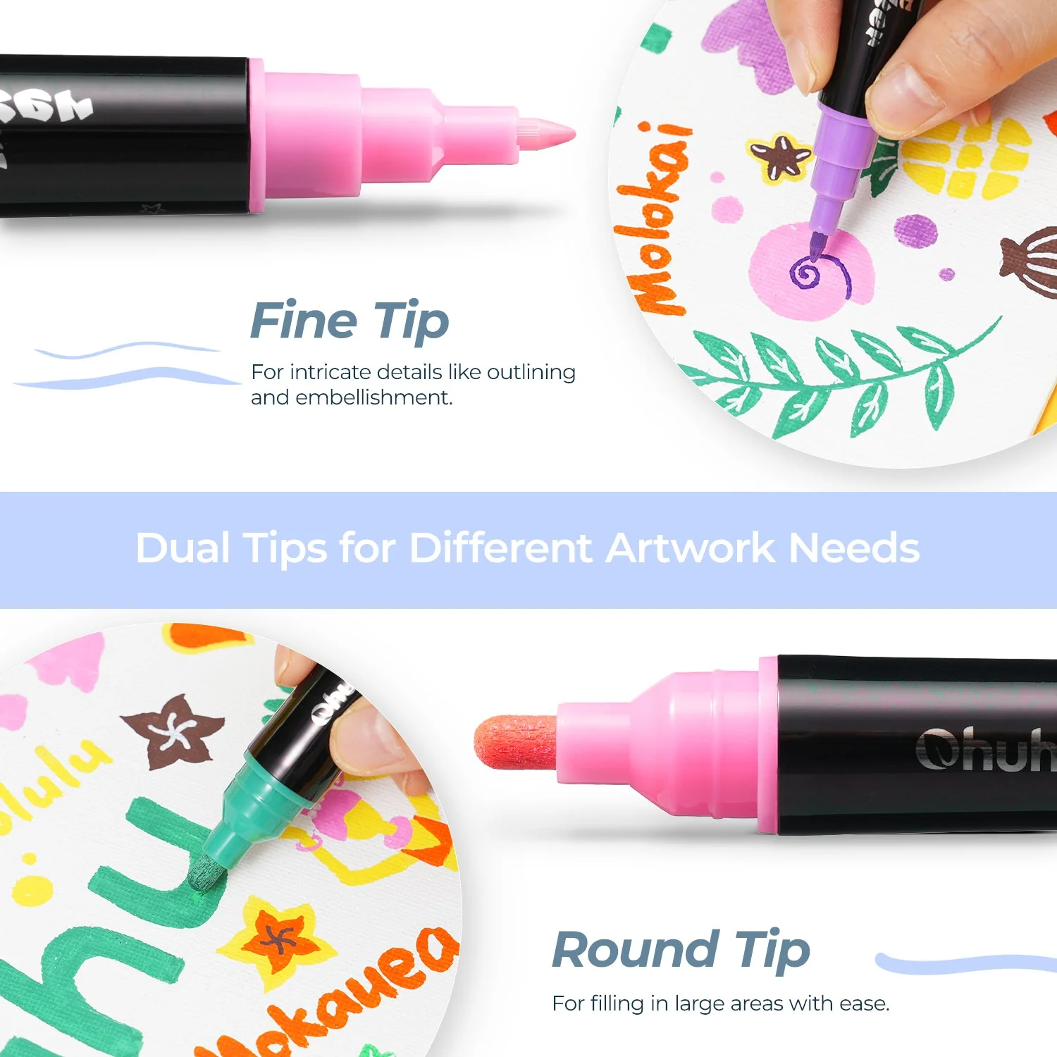 Ohuhu Dual Nib Acrylic Pen 30 Colors (Europe Only) - Image 3