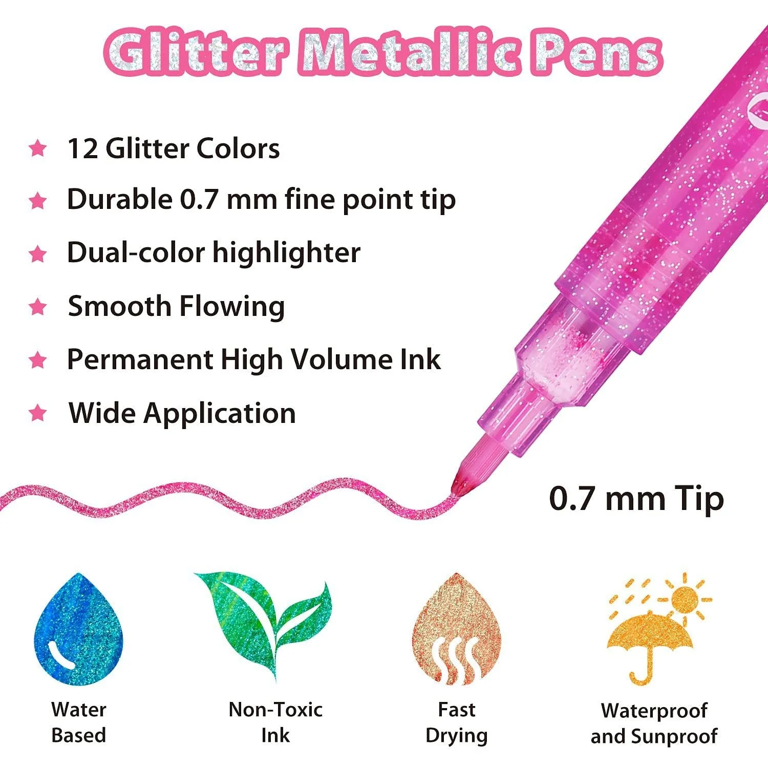 Ohuhu Glitter Metallic Marker Pens (Europe Only) - Image 4