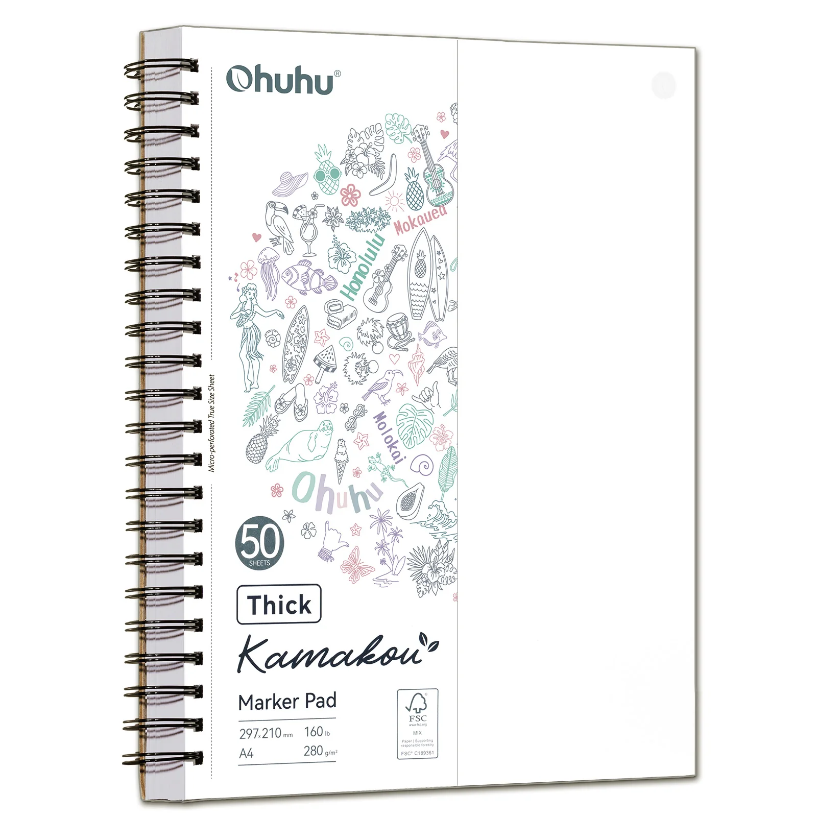 Ohuhu Heavyweight Bleedproof Double-Sided Marker Pad, Spiral-Bound - Kamakou - Image 44
