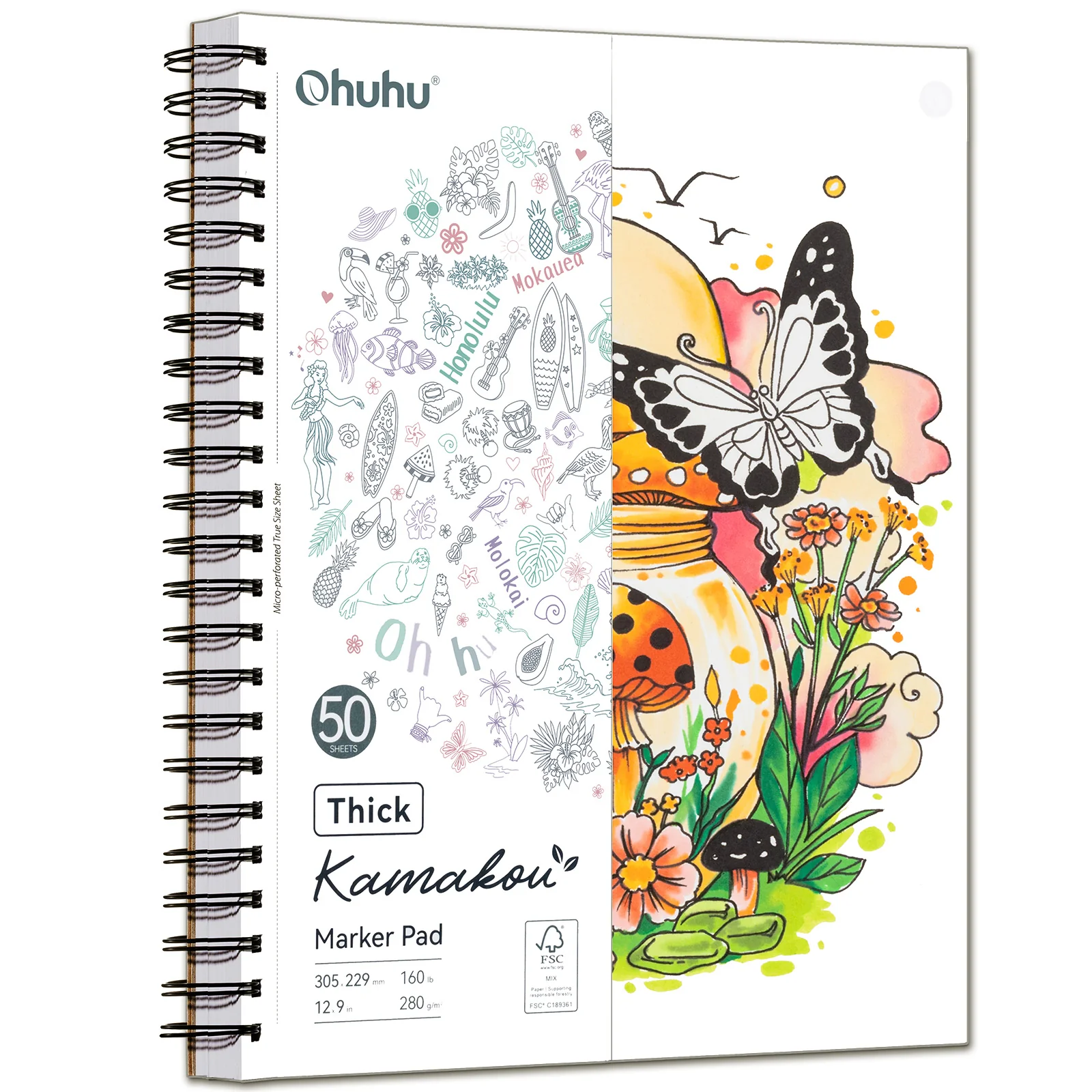 Ohuhu Heavyweight Bleedproof Double-Sided Marker Pad, Spiral-Bound - Kamakou - Image 47