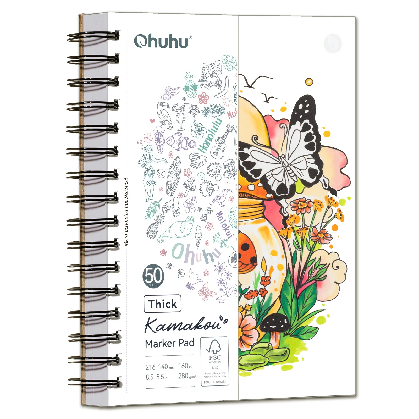 Ohuhu Heavyweight Bleedproof Double-Sided Marker Pad, Spiral-Bound - Kamakou - Image 49
