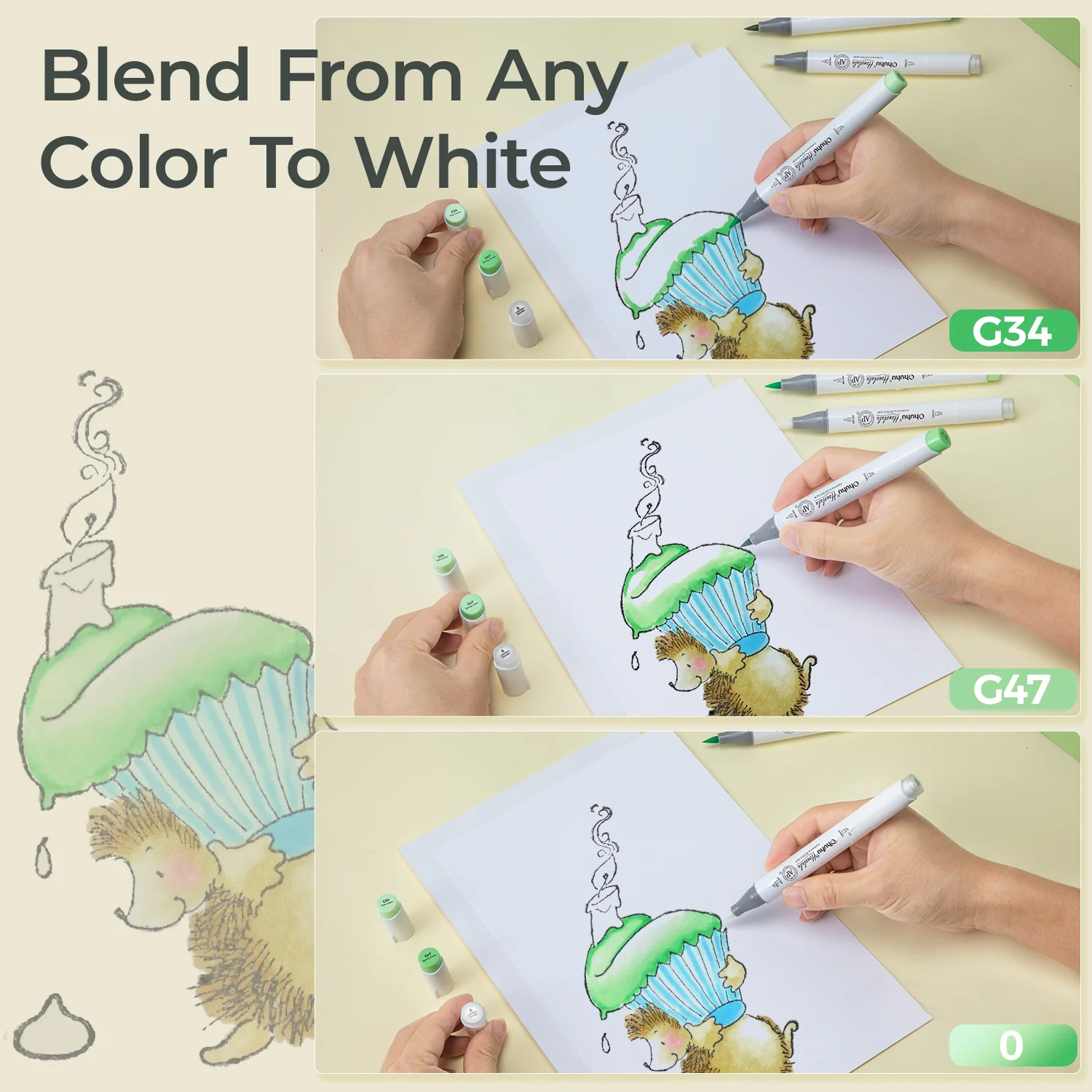 Ohuhu Honolulu Colorless Blender Marker - Pack of 6 (Canada Domestic Shipping) - Image 7