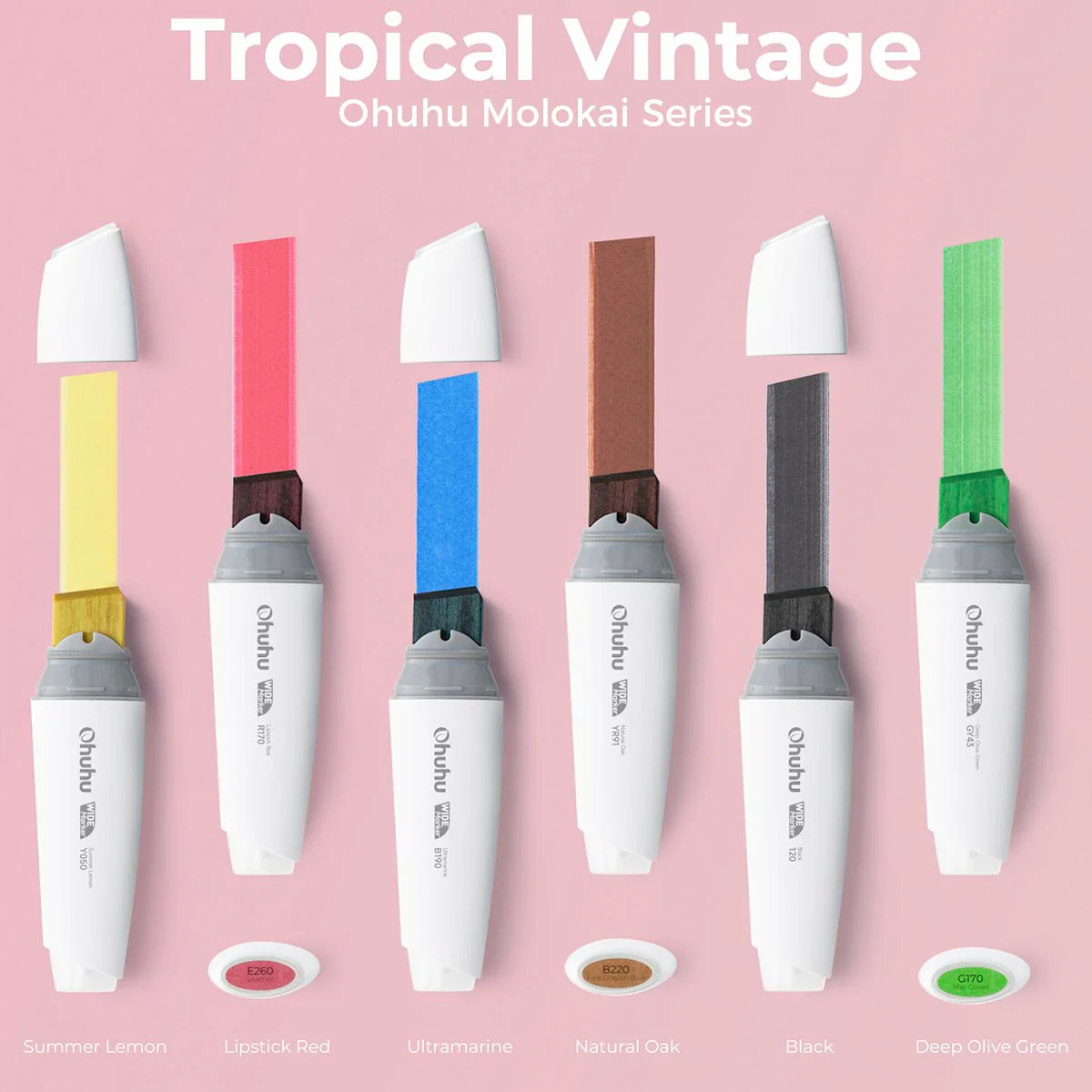 Ohuhu Molokai Four Tones Extra-wide Tip Alcohol Art Markers - Image 8
