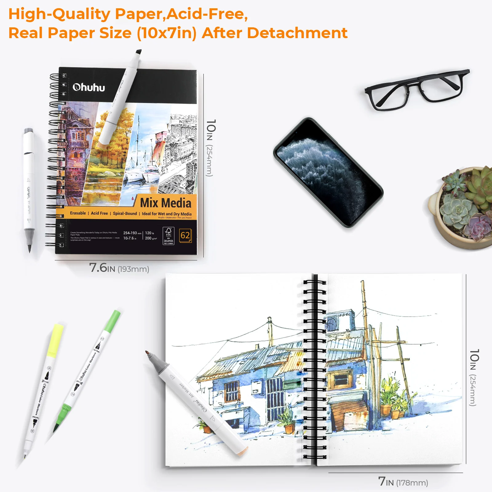 Ohuhu Spiral-Bound Mix Media Pad for Multiple Techniques - Image 40